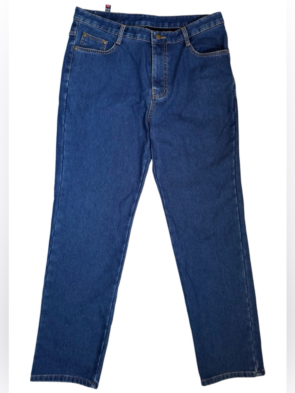 Womens Fleece Lined Jeans 34 Blue Denim Warm Thermal Straight Leg Winter Pants